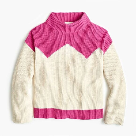 J. Crew Pink and Cream Turtleneck Sweater - Picture 1 of 11